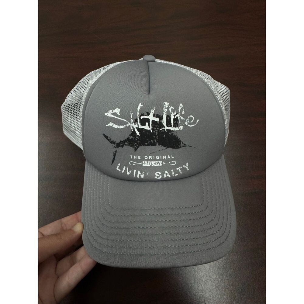 Salt Life Grey and White Trucker Hat
